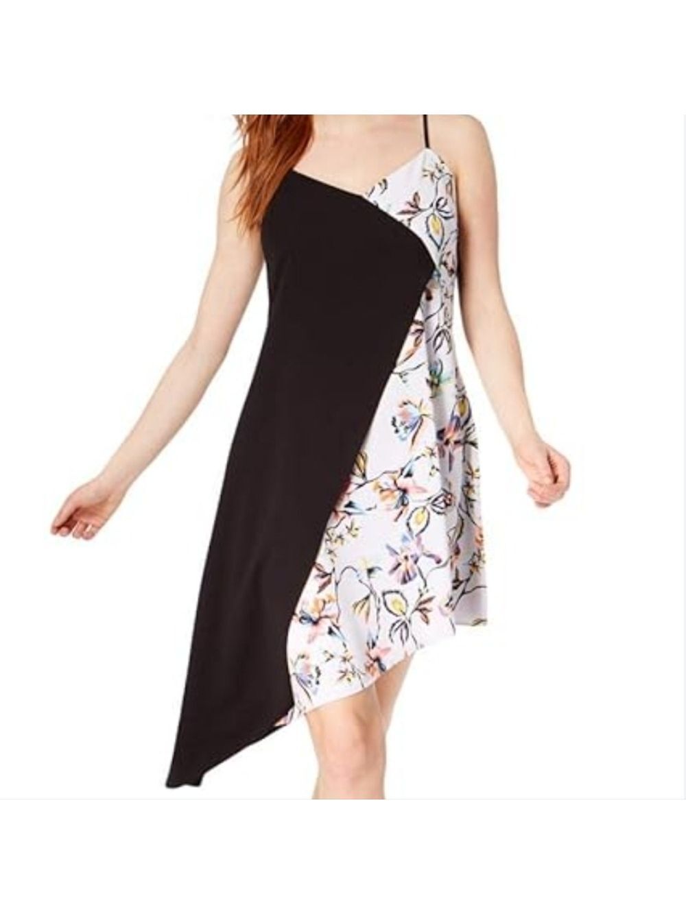 Bar iii Black and White Floral Asymmetrical Sun Dress Size XL